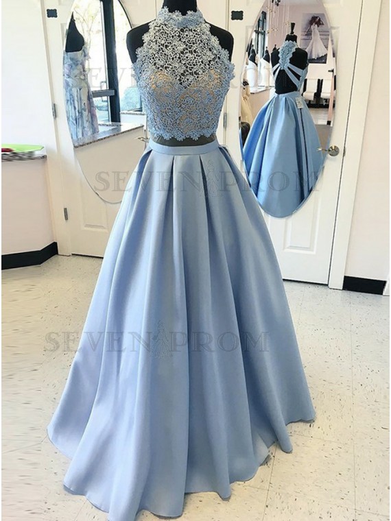 two piece prom dress with lace beading