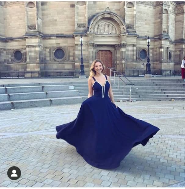 blue evening dress