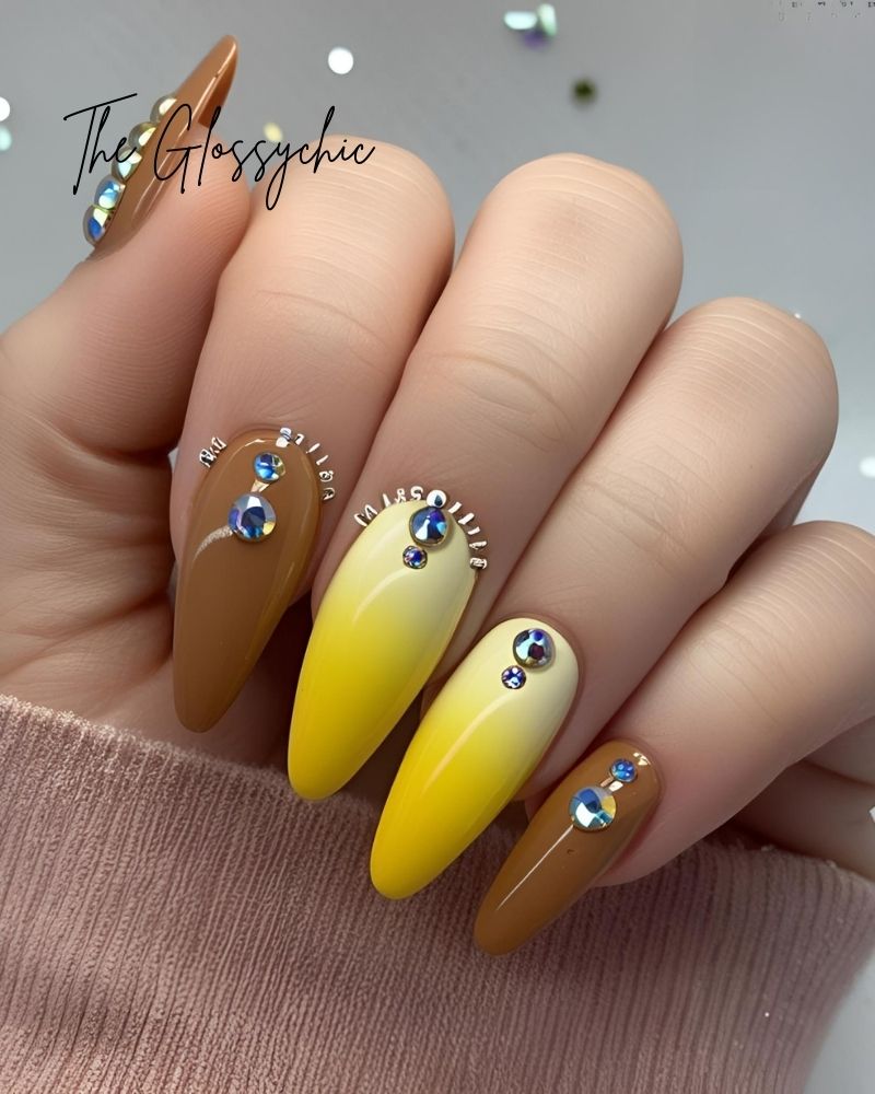 Yellow ombre nail designs