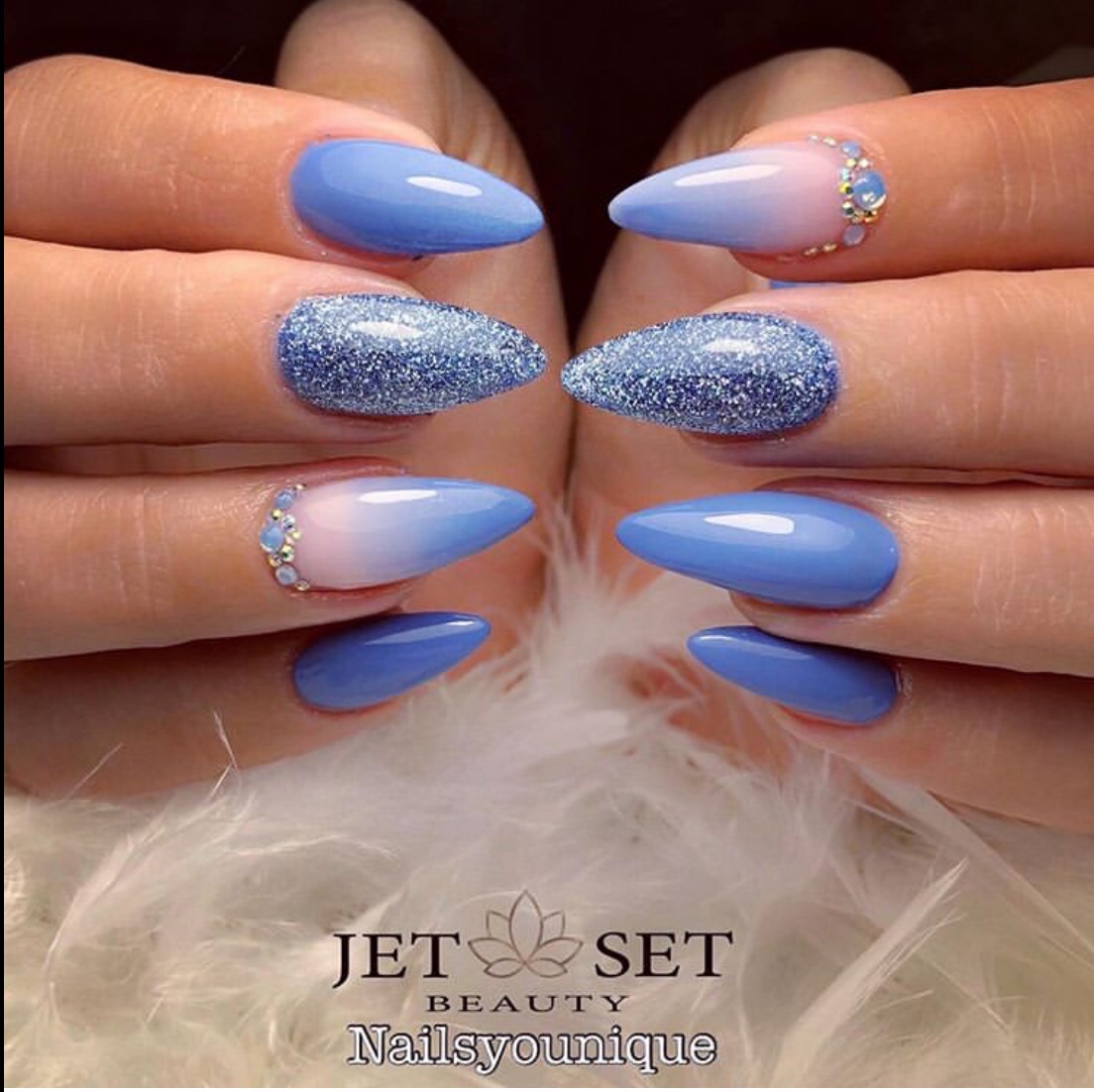 ombre blue nail designs