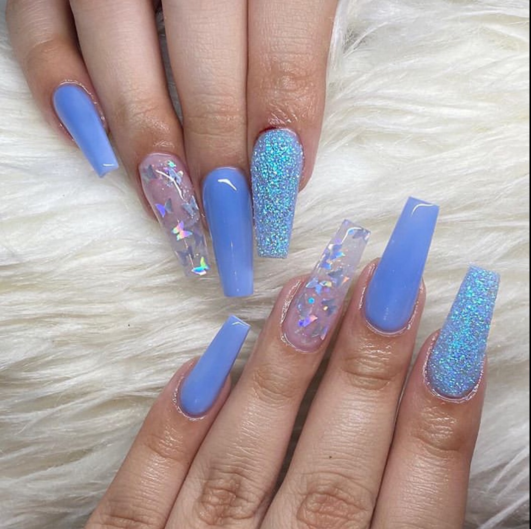 pink and blue nail designs