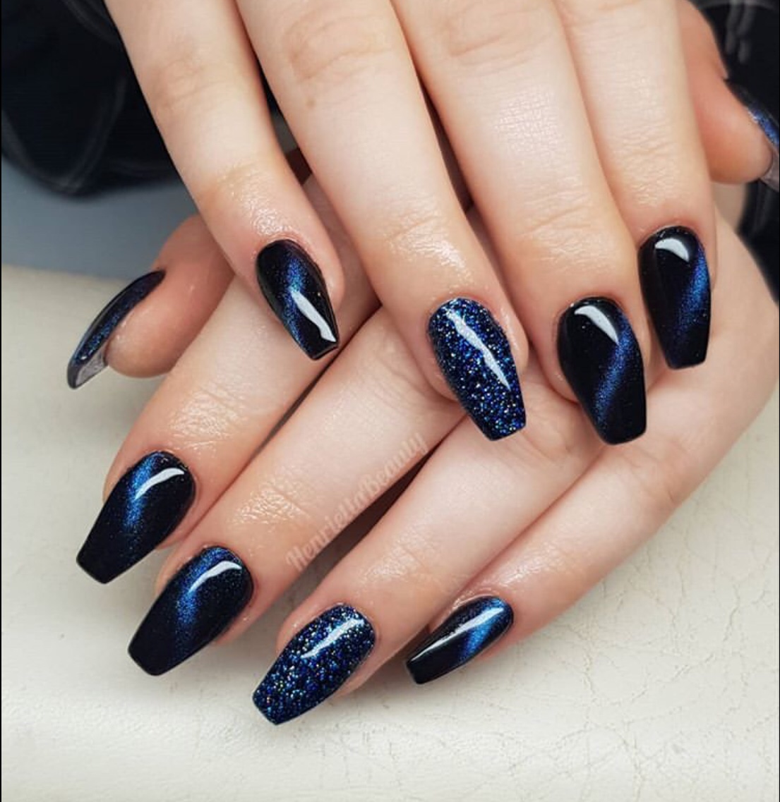 Left hand with black and blue nail polish | I decided it was… | Flickr