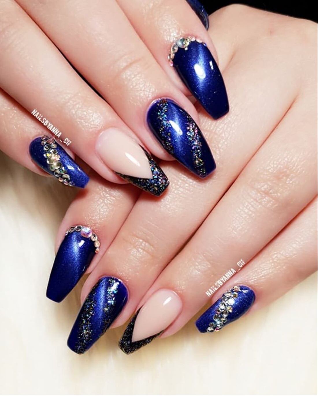 pink and blue nail designs