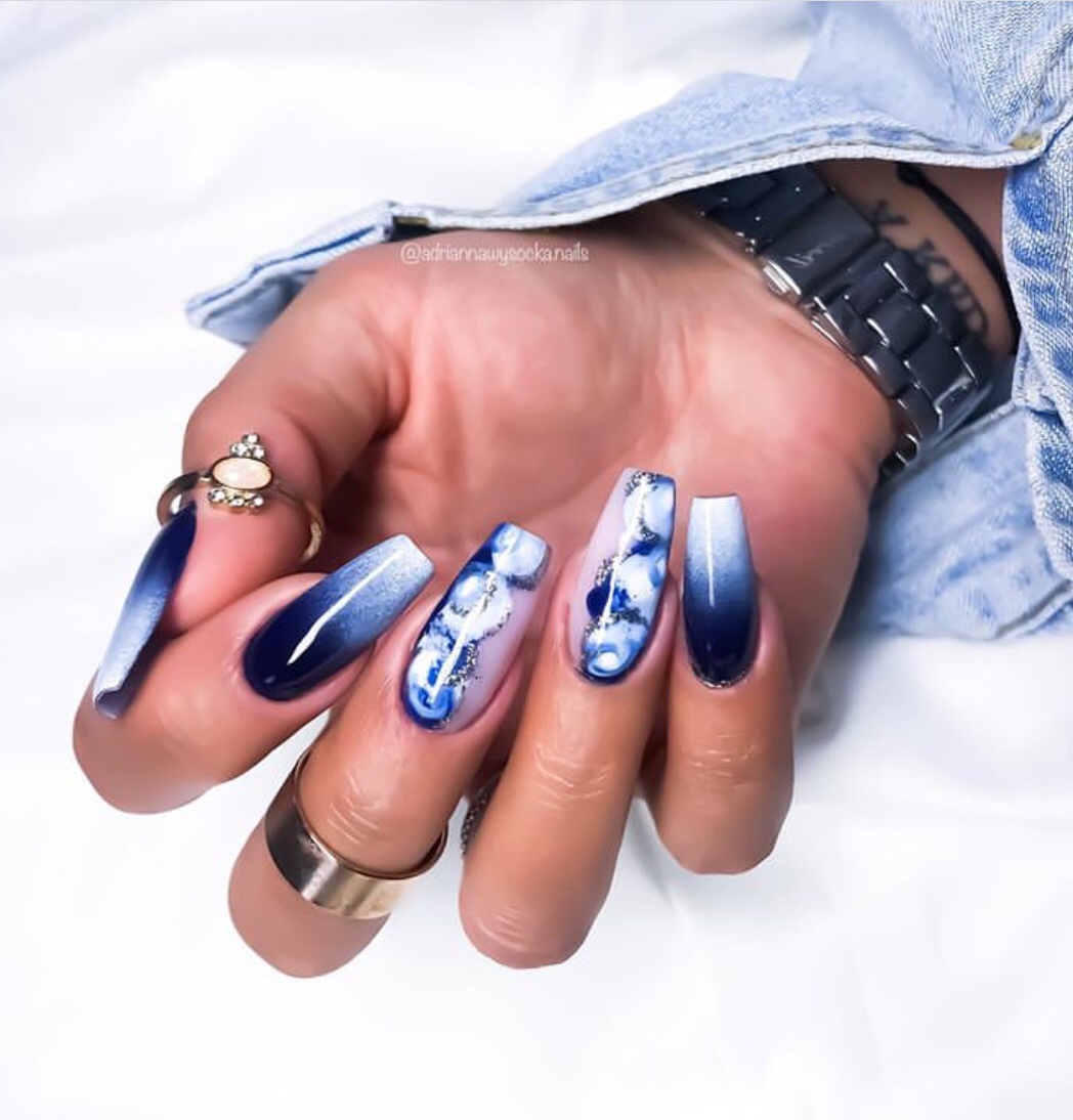 ombre blue nail designs