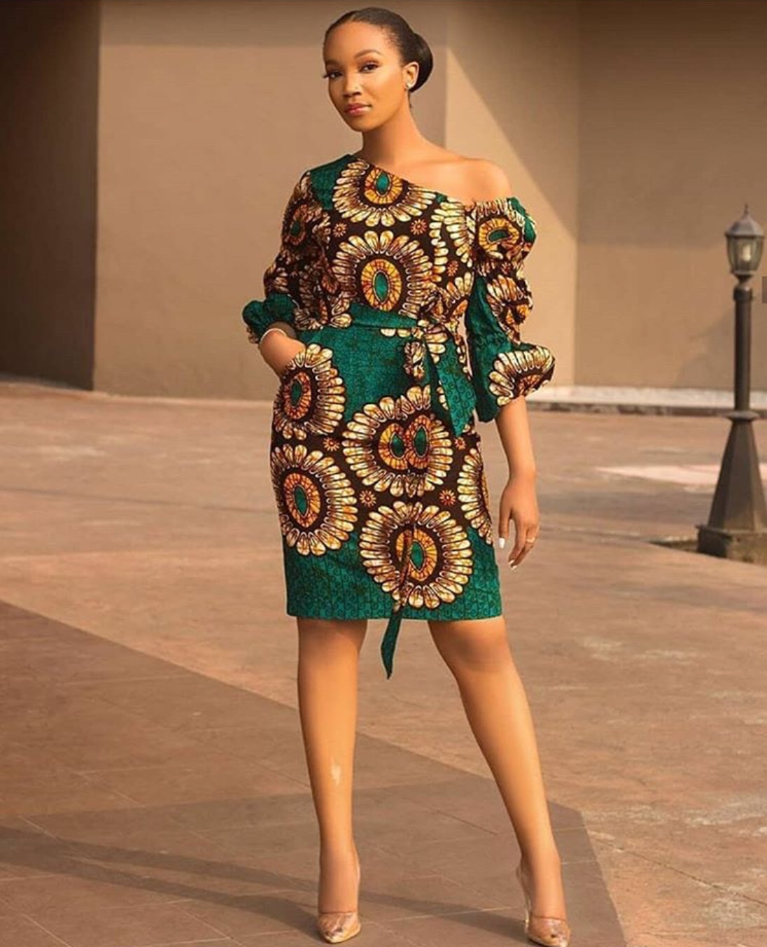 one shoulder ankara dress