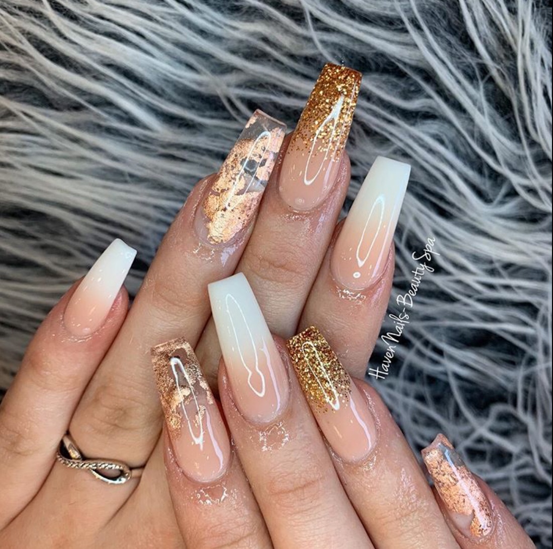 French tip nails with a pop of color
