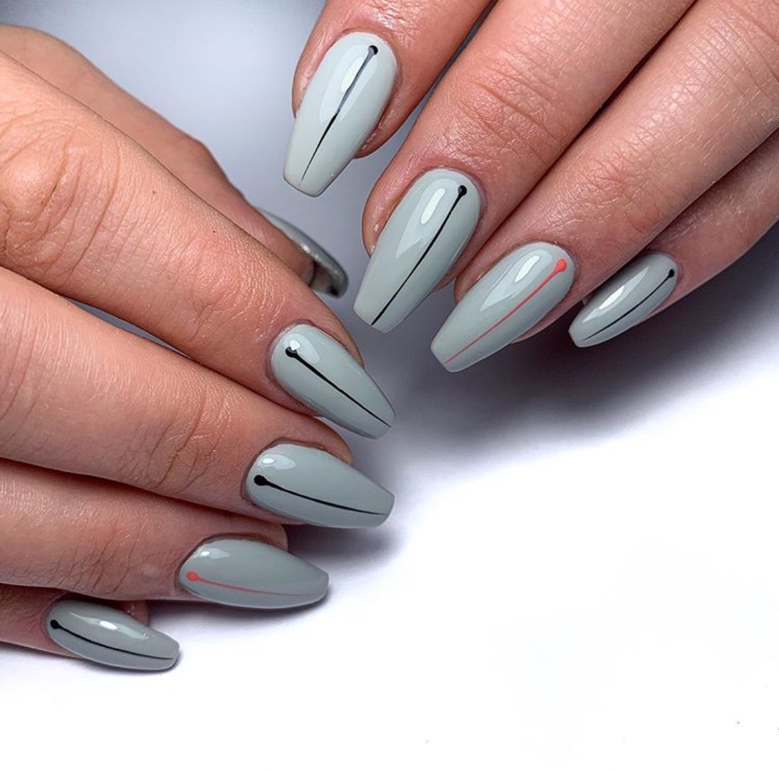 Glitter Gray Nails