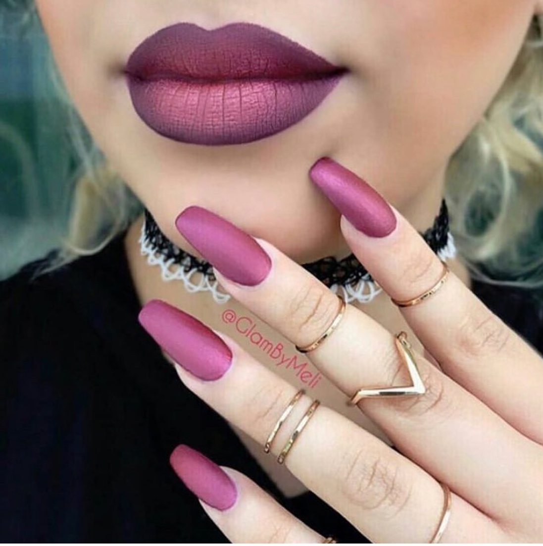 matching lips and nails