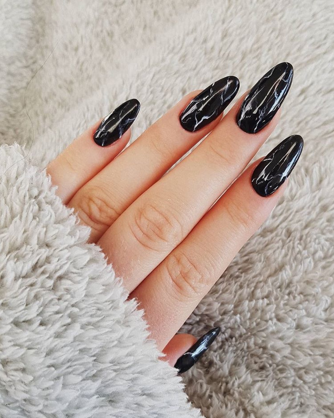 black nails with glitter tips