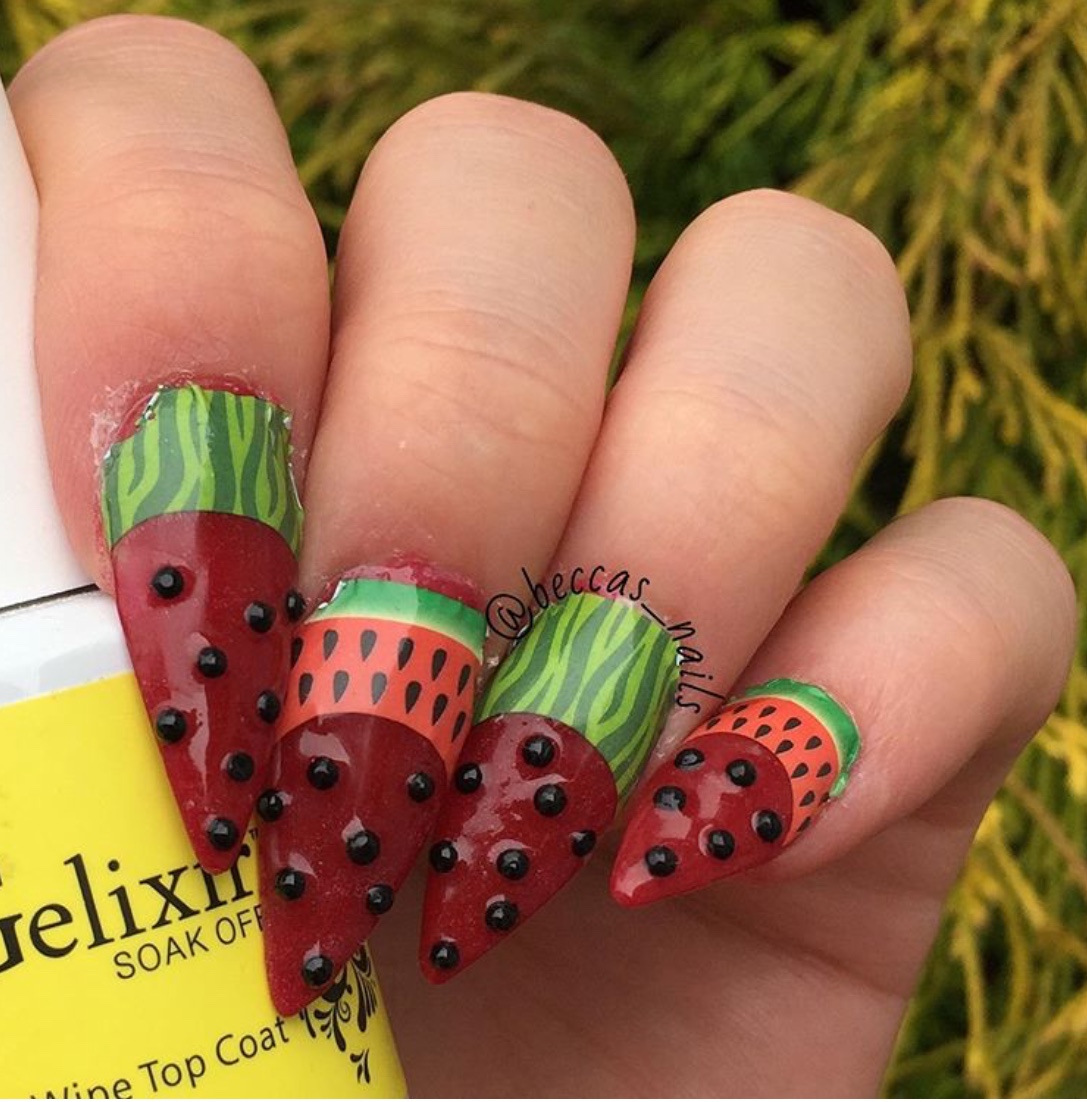 watermelon nail art