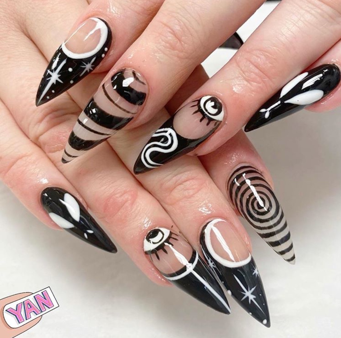 black and white nail designs