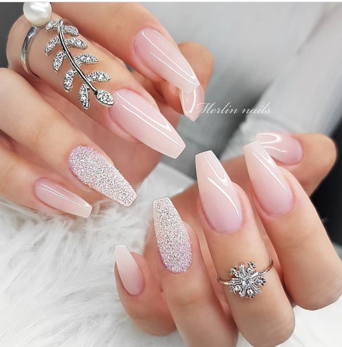 pink wedding nail designs