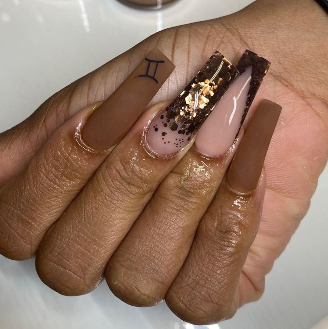 brown nail design