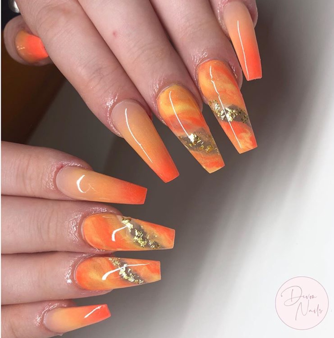 30+ Fab Orange Nails For Fall 2020 - The Glossychic