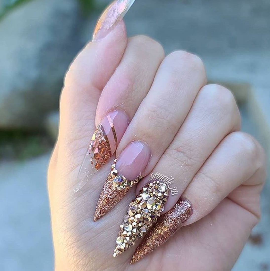 rosegold nail designs