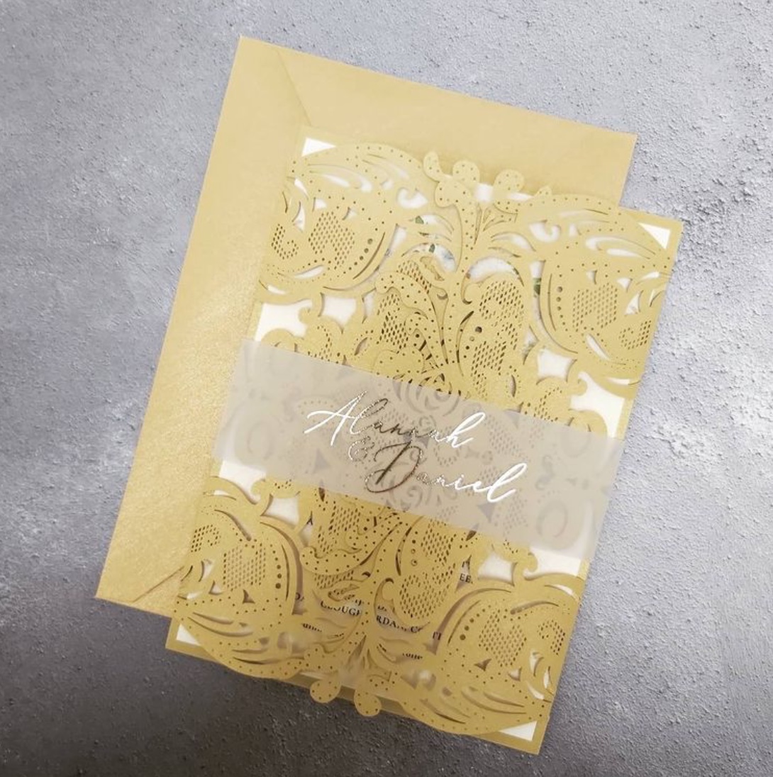 gold wedding invitation set