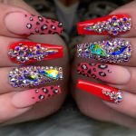 Coffin nails with rhinestones