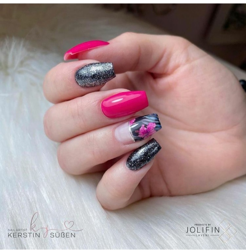 26 Pretty Pink And Black Nails - The Glossychic