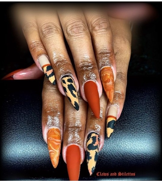 orange-colored nail designs