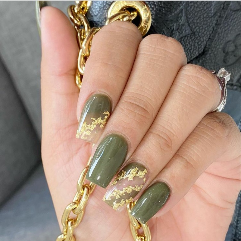 olive green nail designs