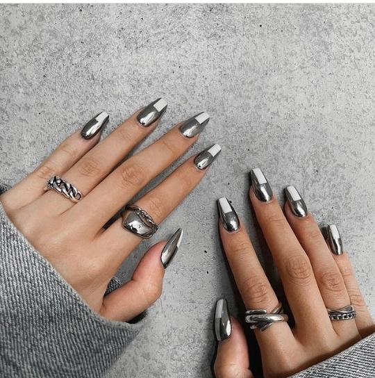 silver nail design  ideas