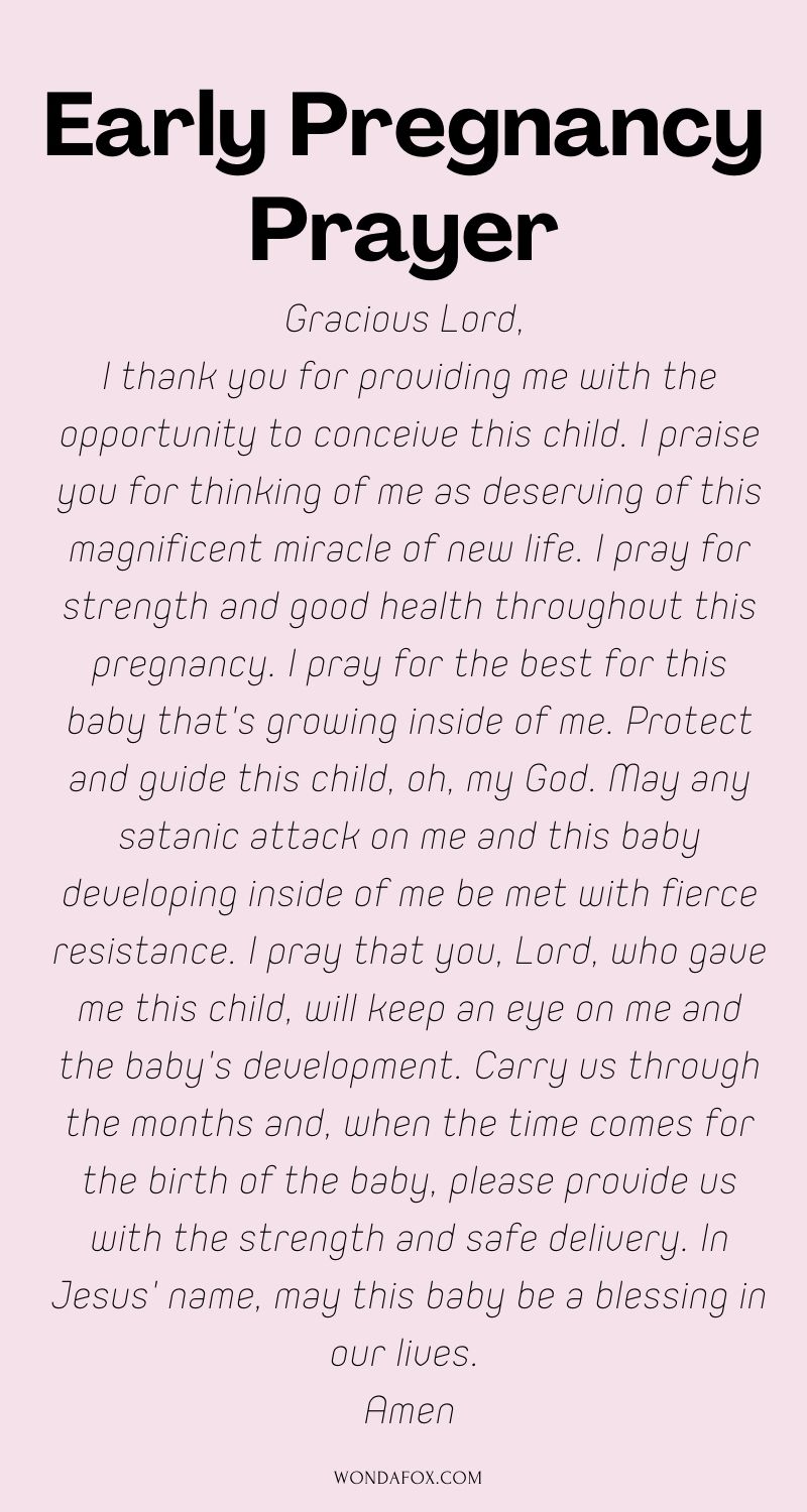 Early pregnancy prayer