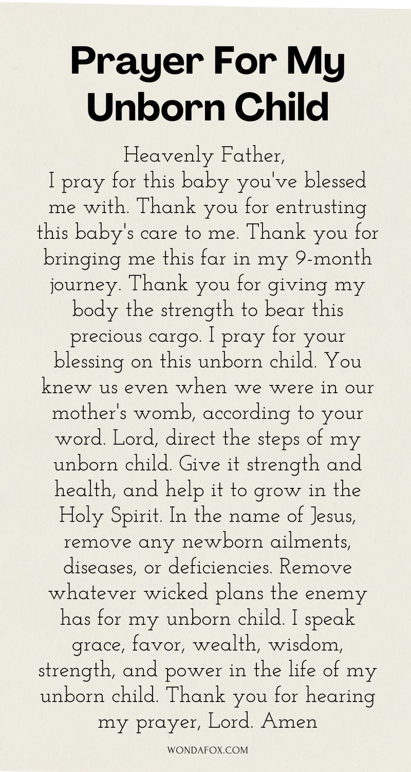 Prayer for my unborn child