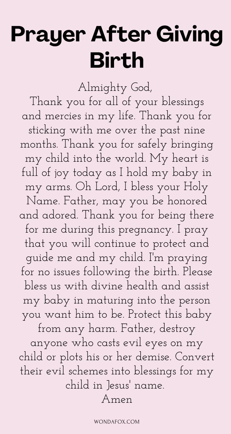 Prayer after giving birth