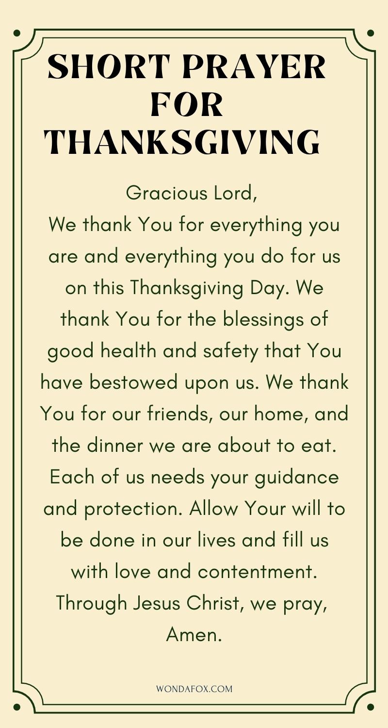 Short prayer for thanksgiving 