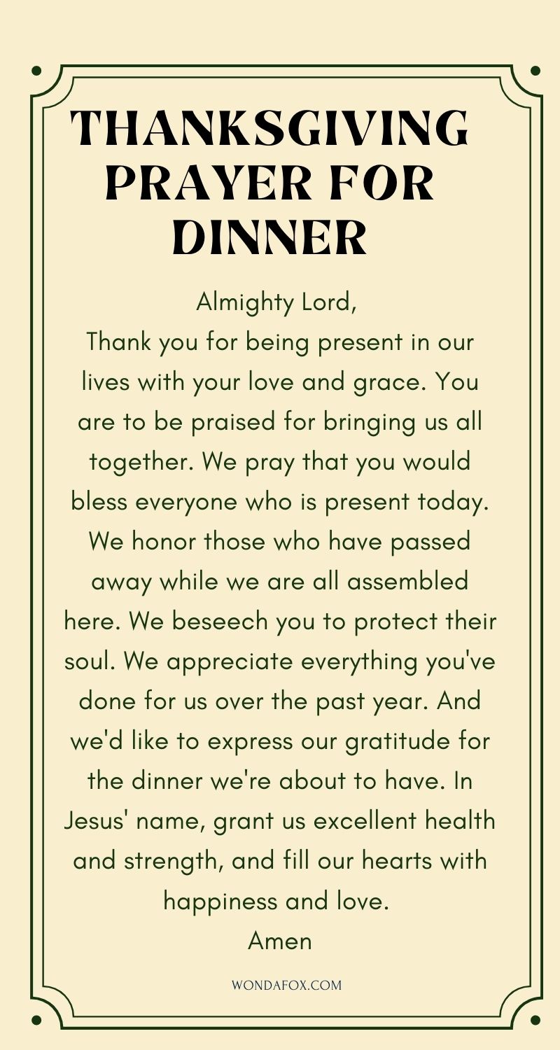 Short thanksgiving prayers for dinner 
