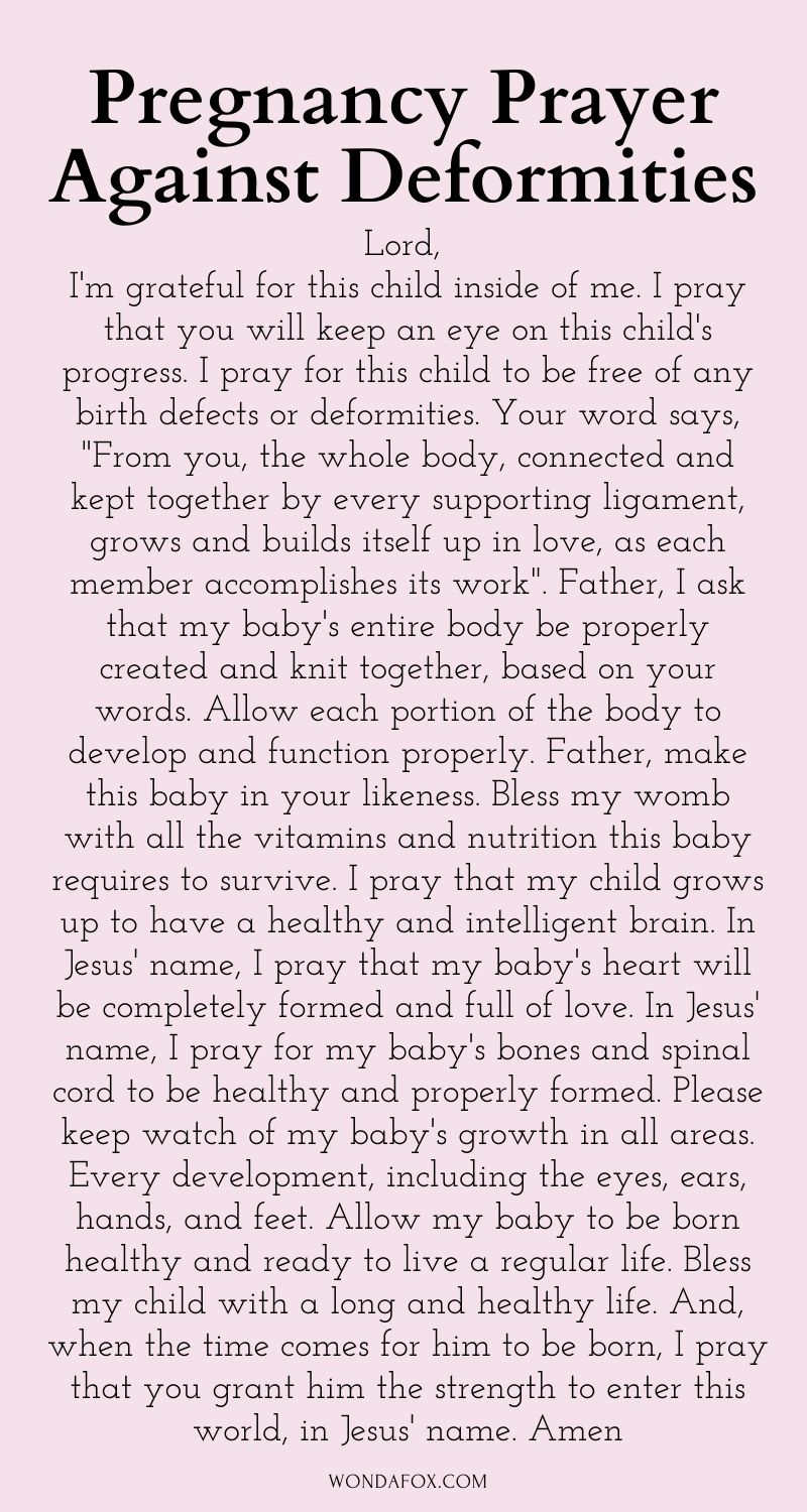 Pregnancy prayer against deformities