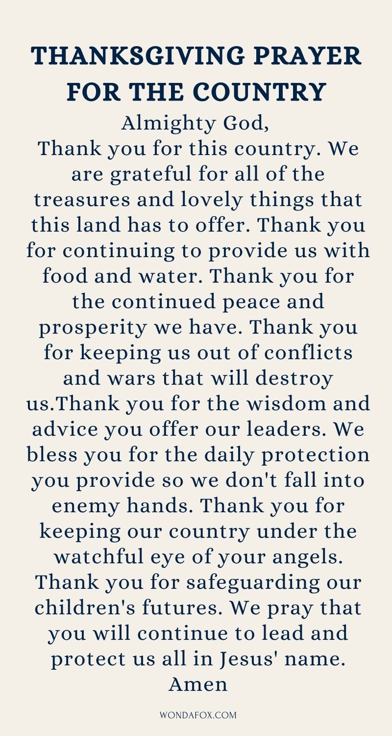 Thanksgiving prayer for the country