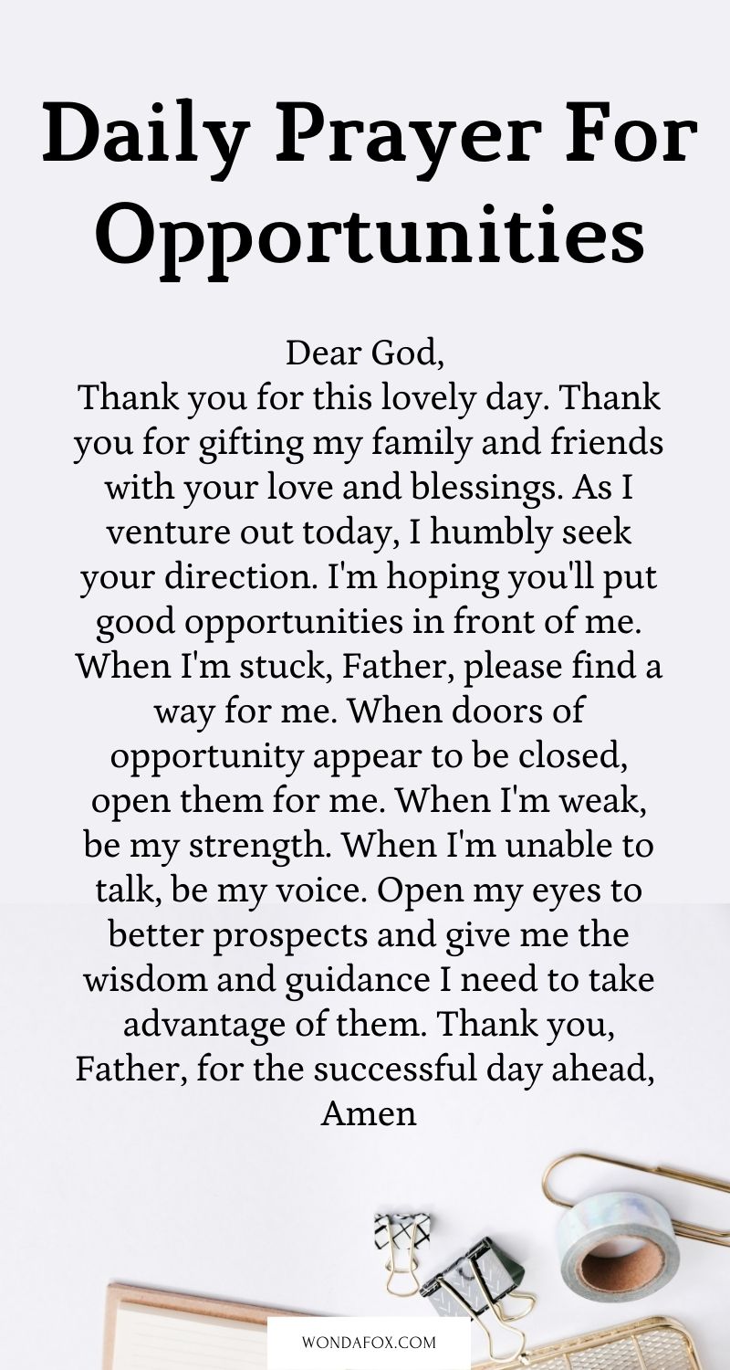 Daily prayer for opportunities