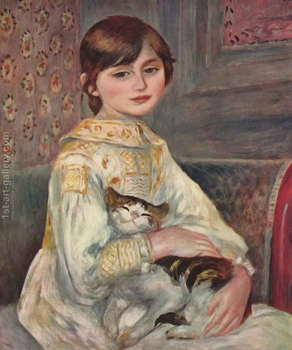 Portrait of Mademoiselle Julie Monet with a Cat – Pierre Auguste Renoir