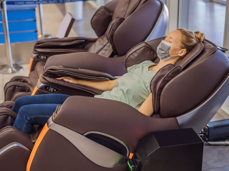 woman relaxing in massage chair