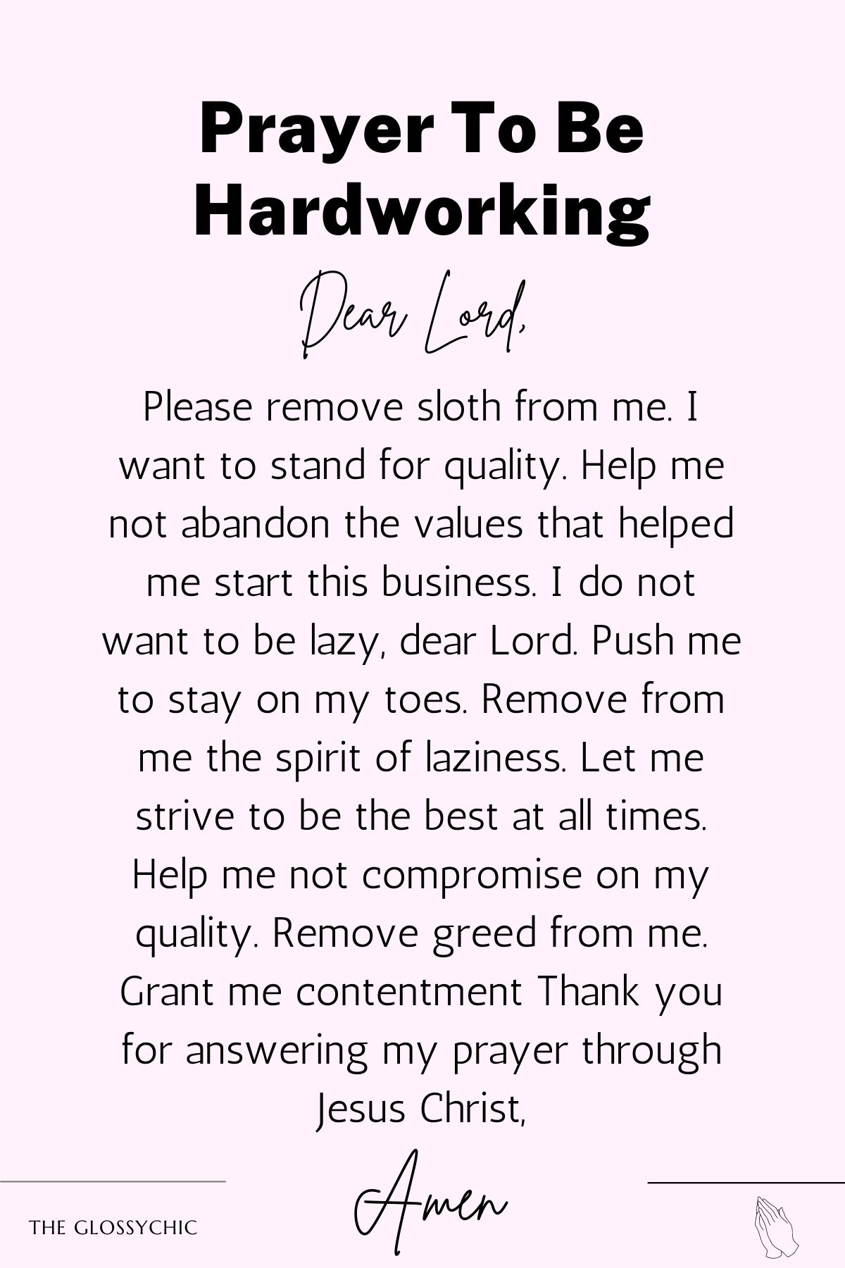 Prayer to be hardworking