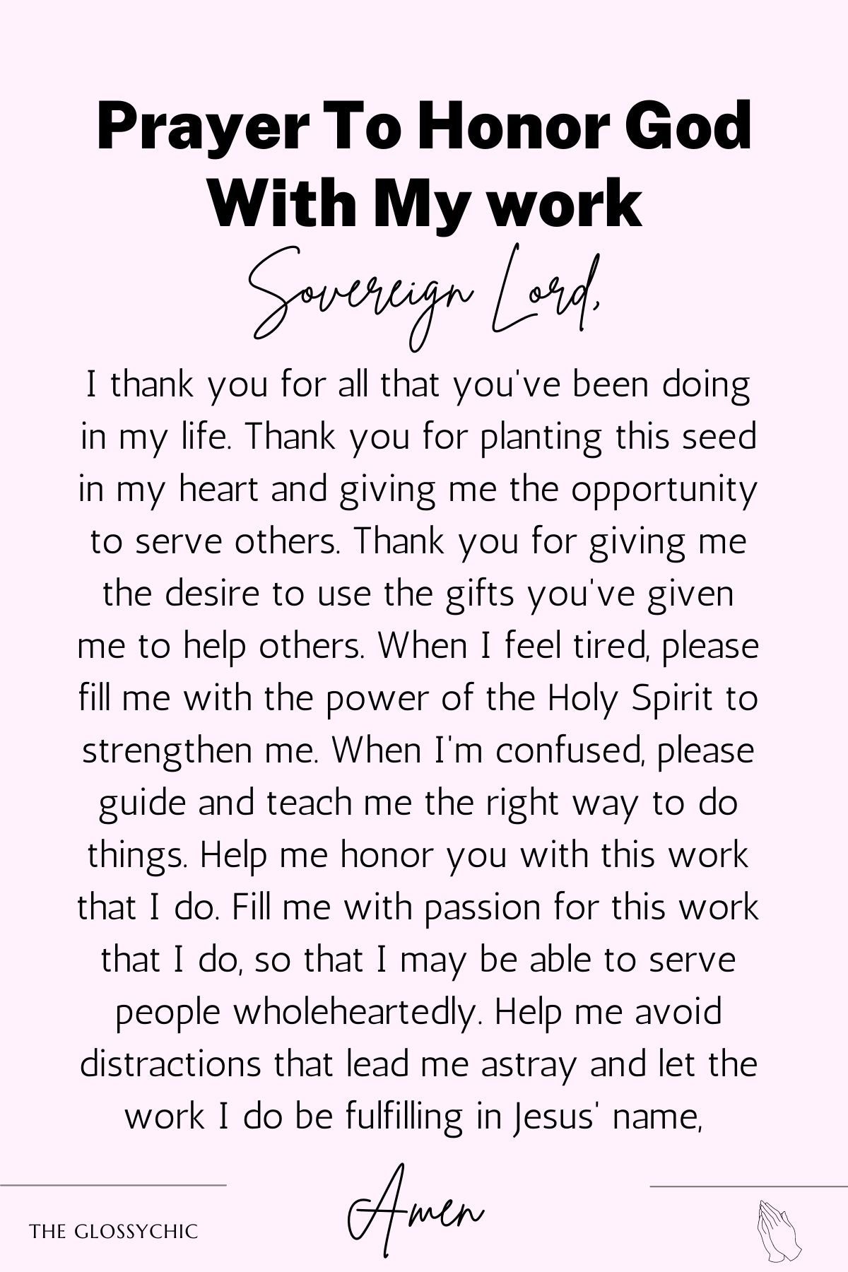 Prayer to honor God with my work