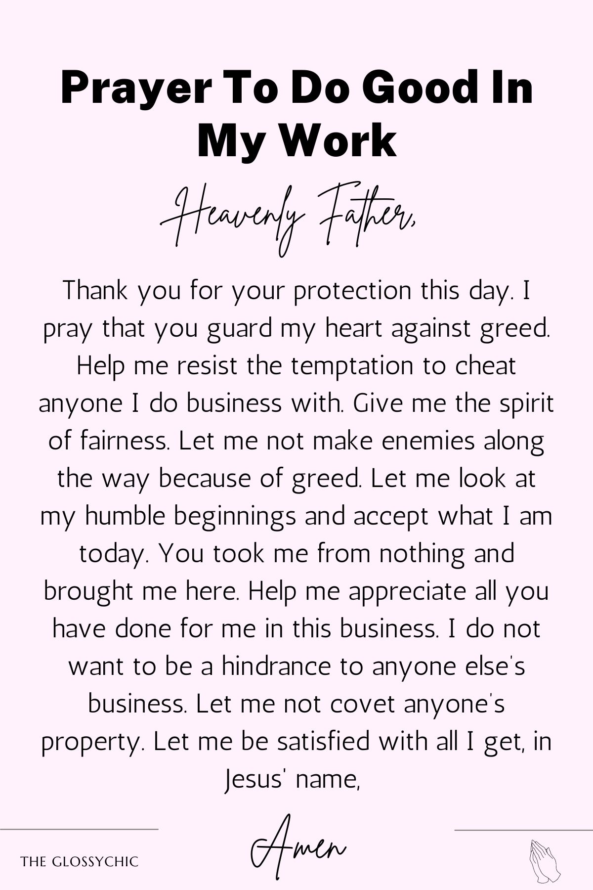 Prayer to do good in my work - business prayer points