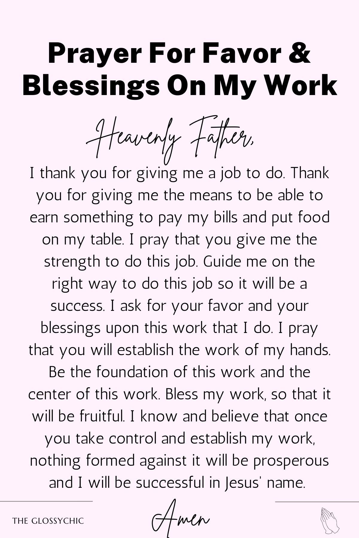 Prayer for favor and blessings on my work