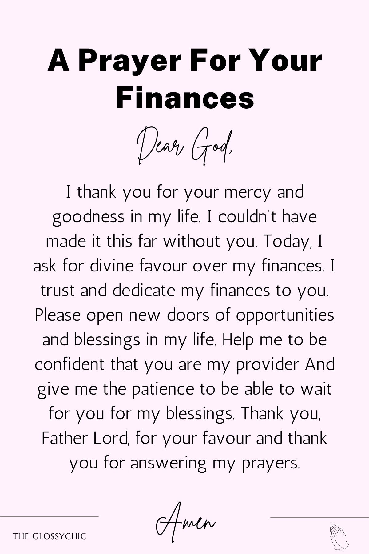 A prayer for your finances