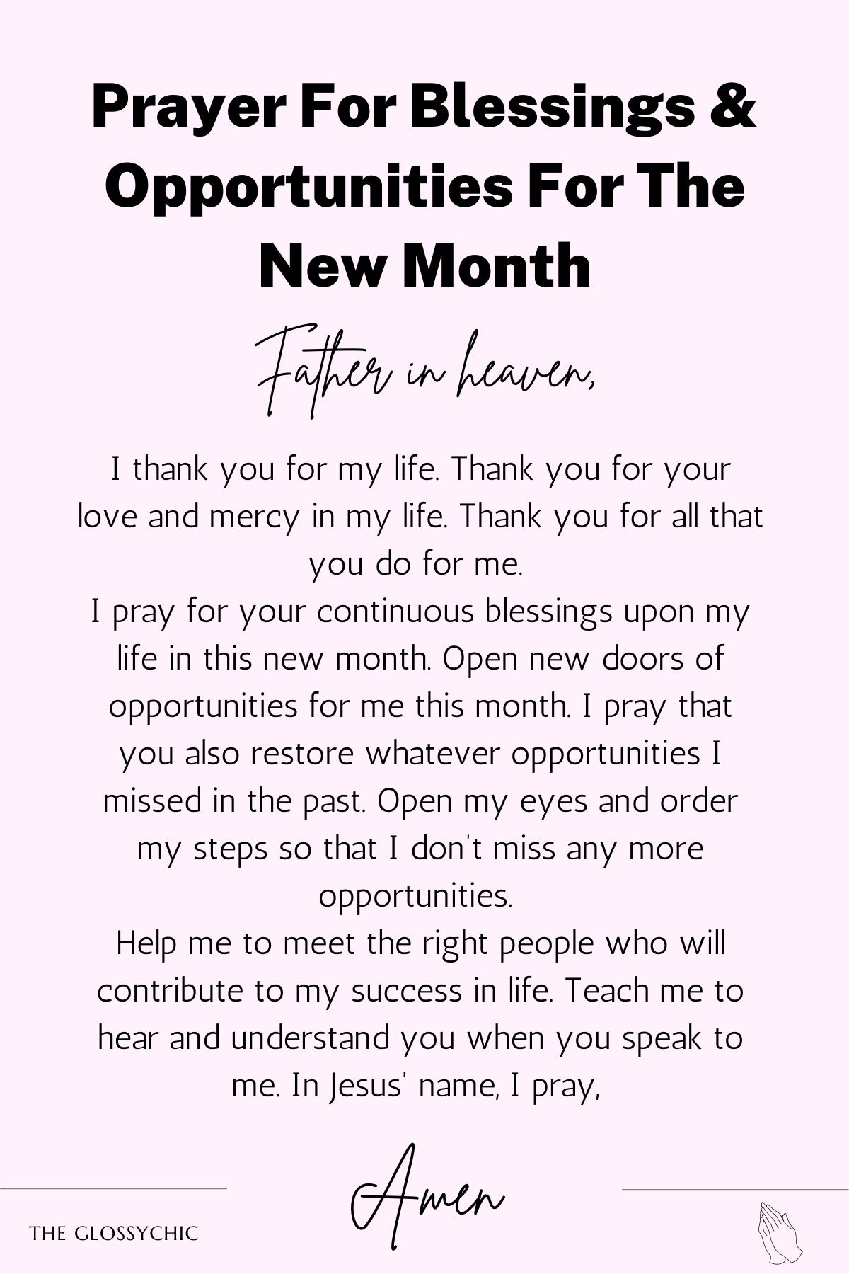 Prayer For Blessings & Opportunities For The New Month