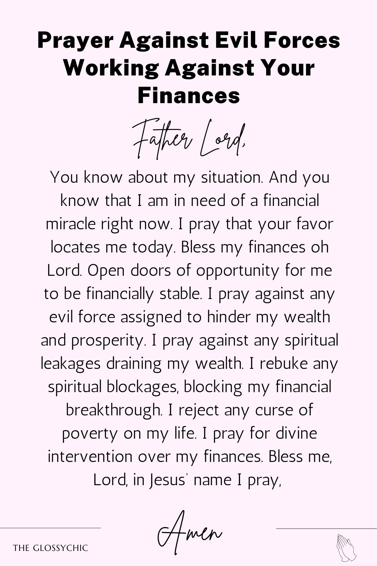 Prayer against evil forces working against your finances