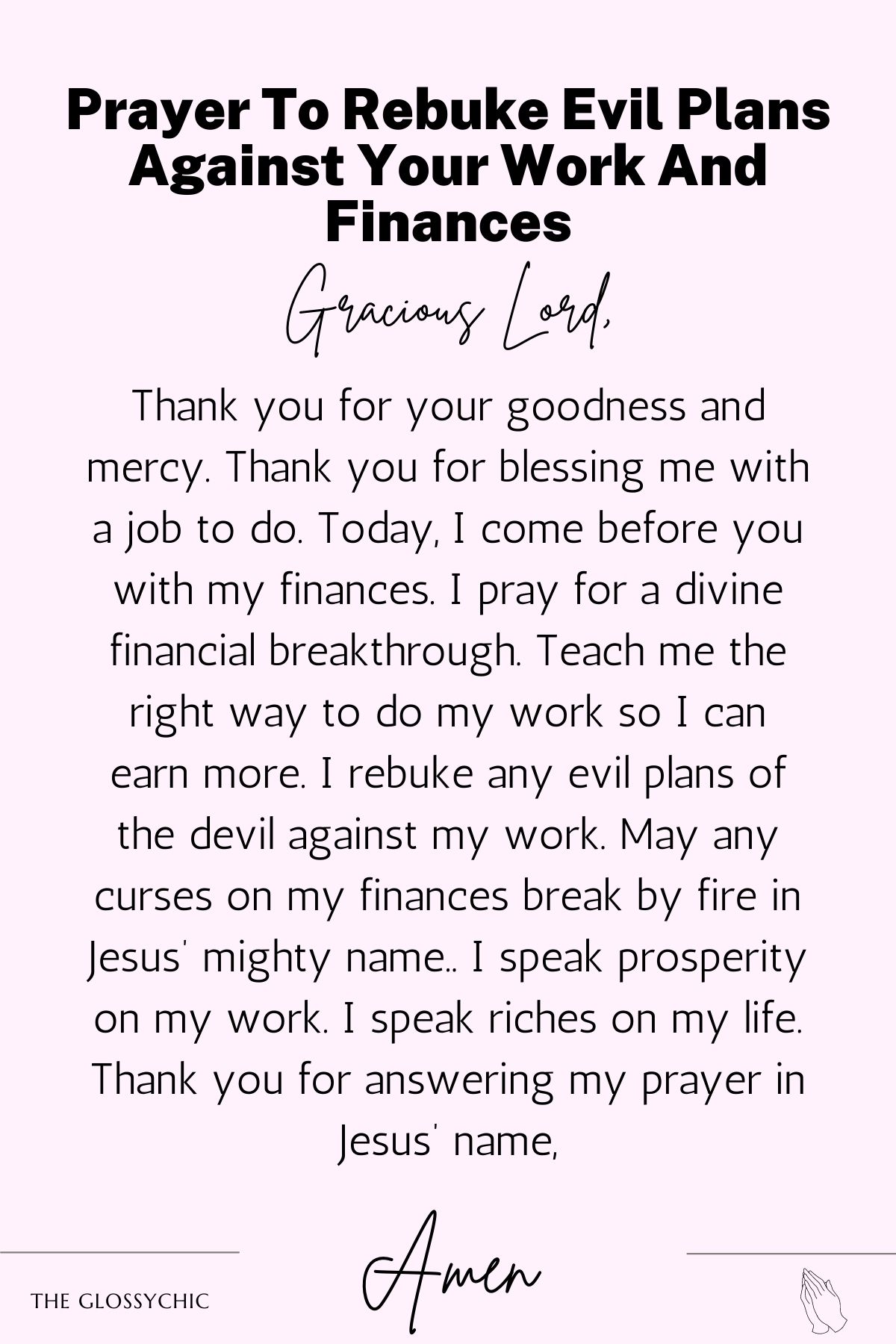 Prayer to rebuke evil plans against your work and finances