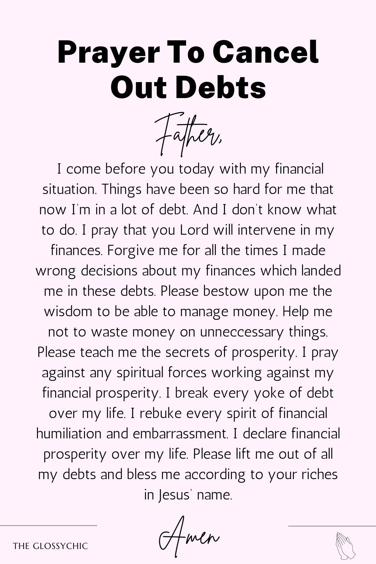 Prayer to cancel out debts