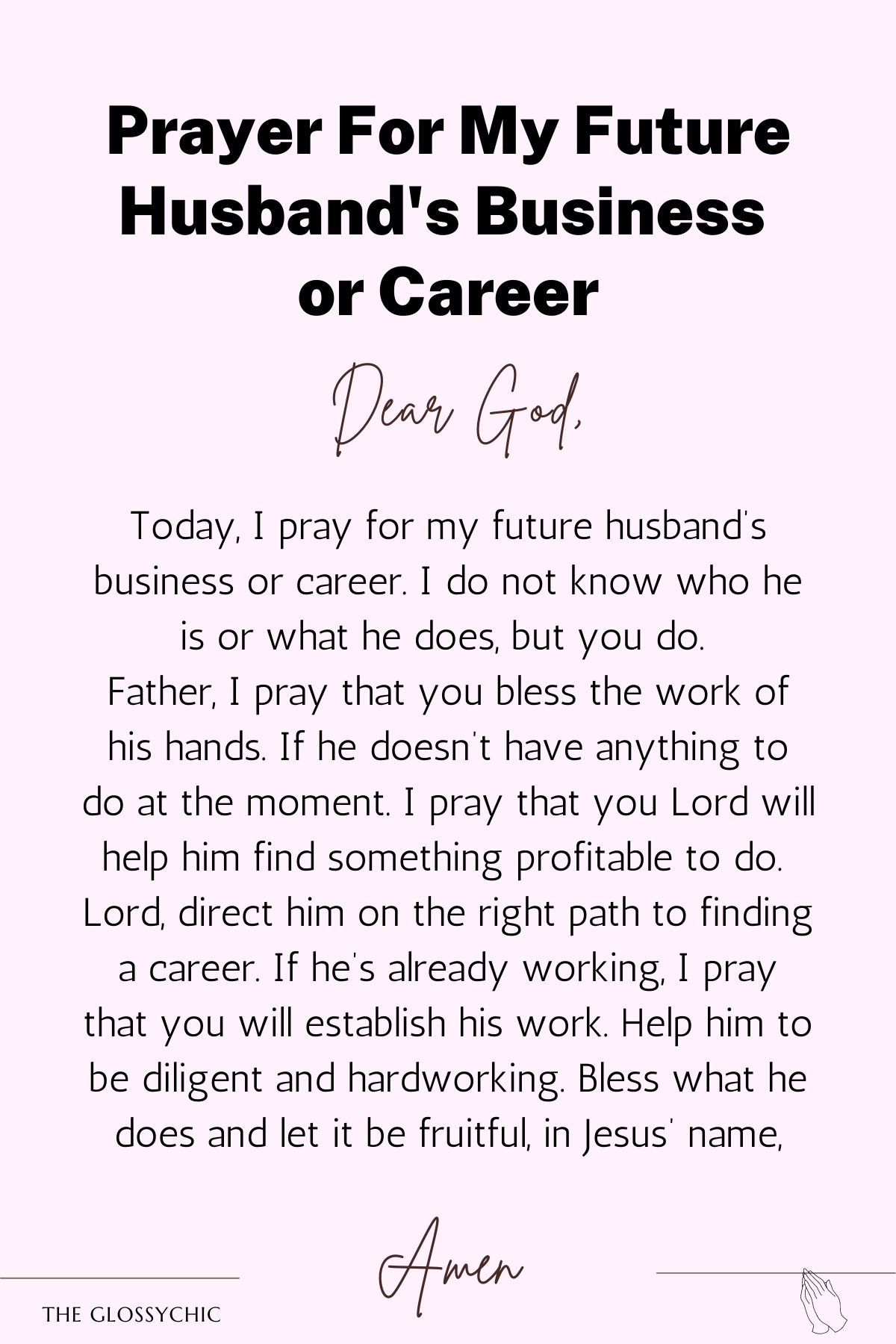 Prayer for my future husband's business and career