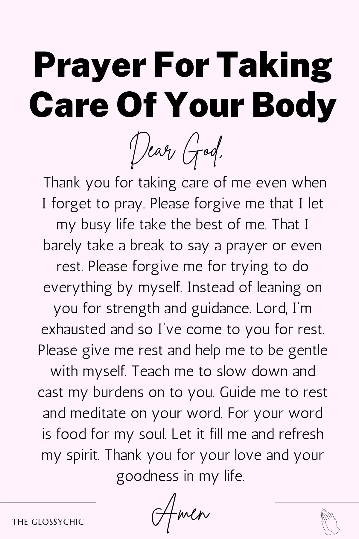 Prayer For Taking Care Of Your Body