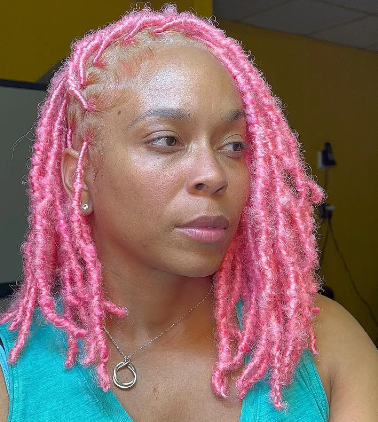 pink soft locs hairstyles