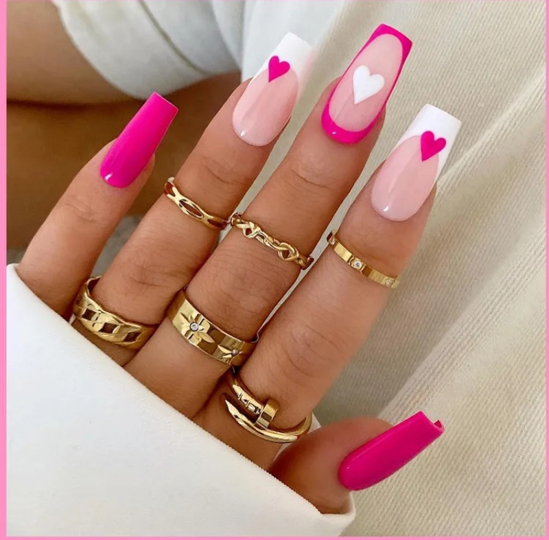 light pink and hot pink nails
