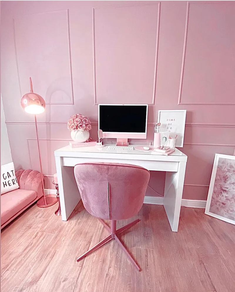 pink home office