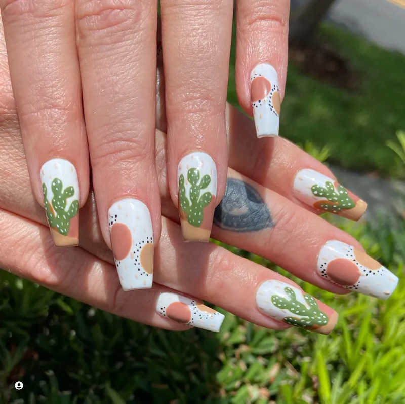 Lovely cactus nail arts